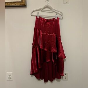 Anthropologie Red Tiered Flowy Maxi Skirt Ruffle Moulinette Soeurs